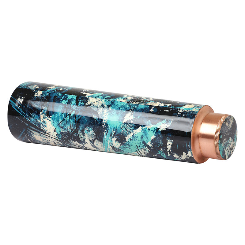 Handmade Meena Art Copper Bottle in Abstract Design