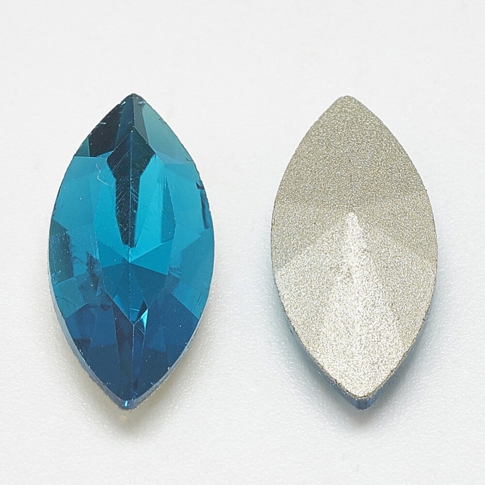 Point Back Rhinestone - Horse Eye Capri Blue 15x7mm
