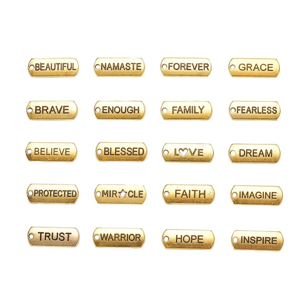 TS Rectangle Word Charm - Gold or Silver 8x21mm