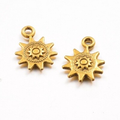 Sun Charm - Gold 12mm