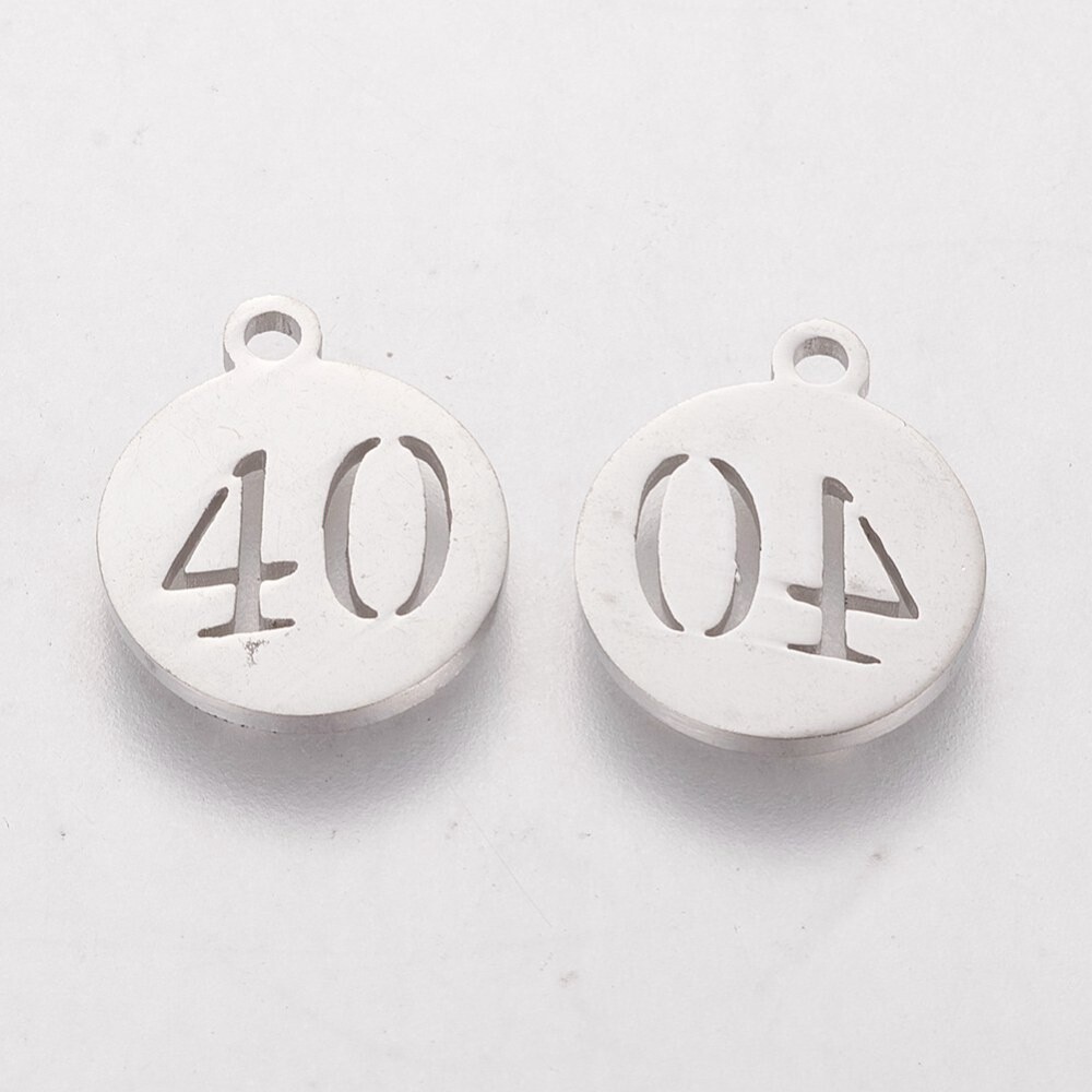 Number 40 Charm - Silver 12mm
