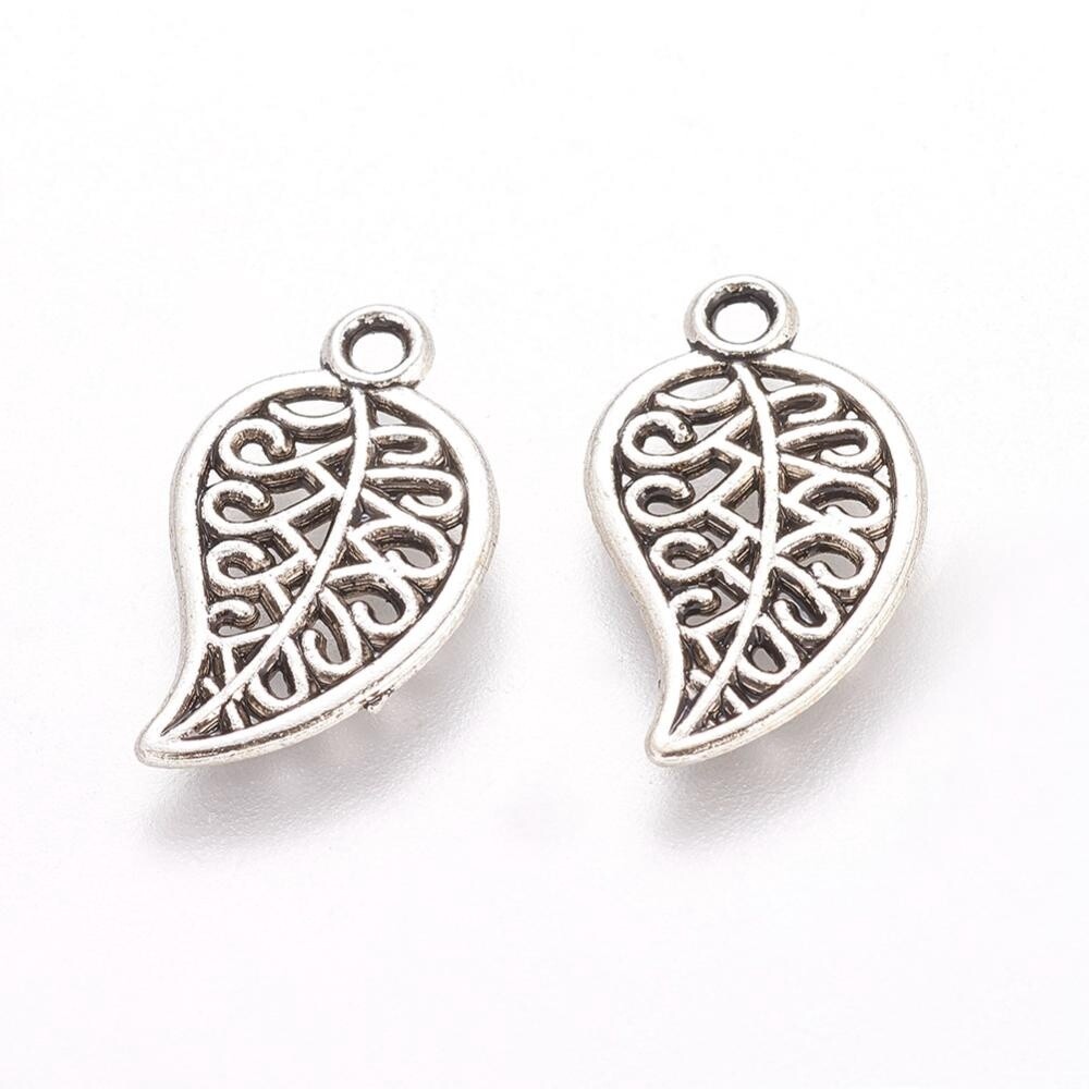 TS Leaf Charm - Silver 18x10mm