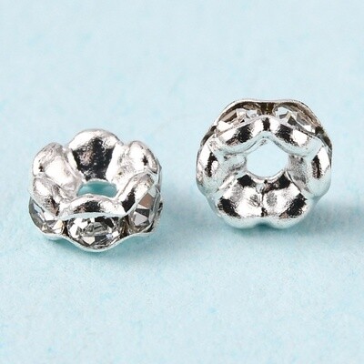 Rhinestone Rondelle - Silver 4mm