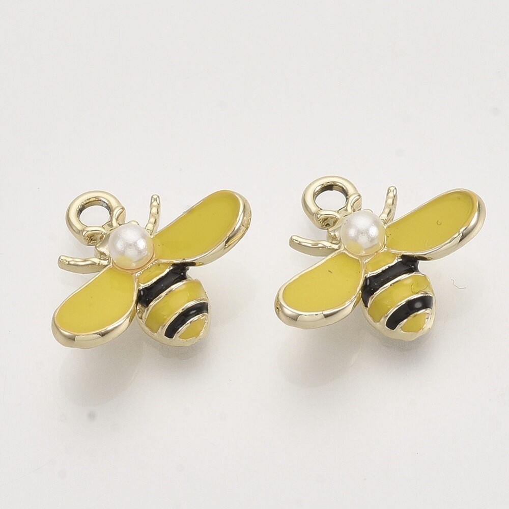 Bee Charm - Enameled 15x17mm