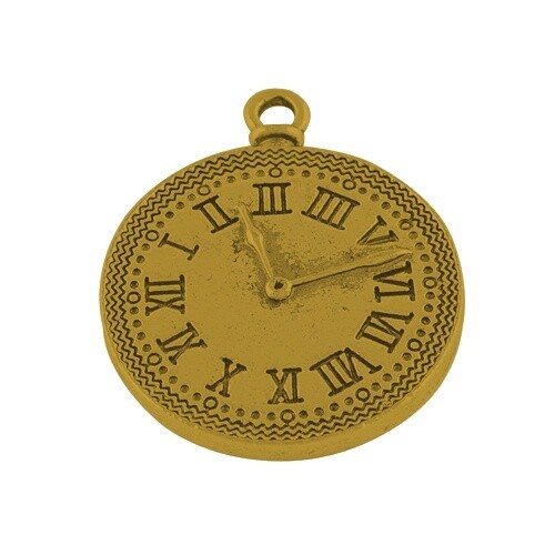 Clock Face Charm - Gold 37x30mm