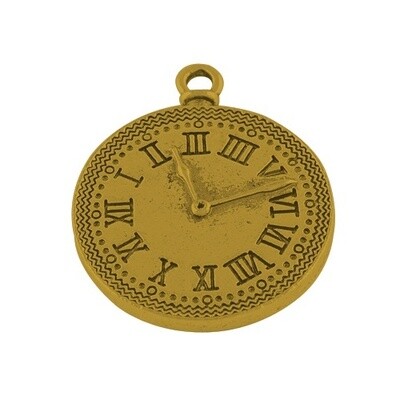 Clock Face Charm - Gold 37x30mm