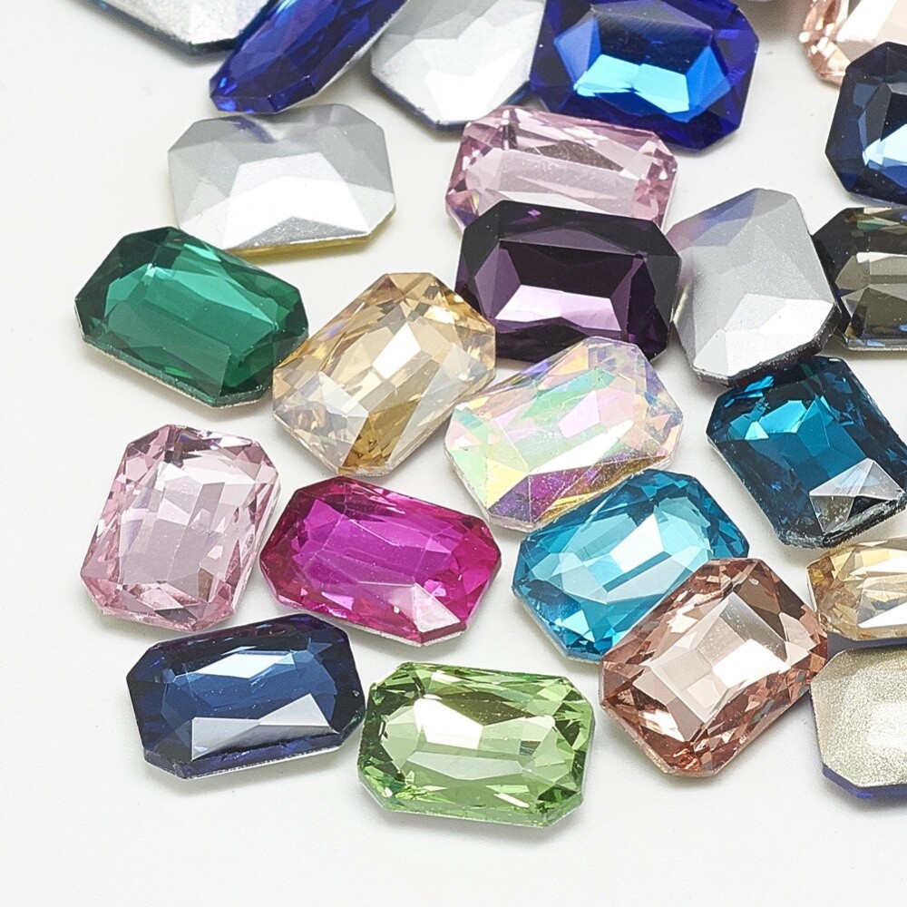 Rectangle Rhinestone Cabochon - 10x14mm