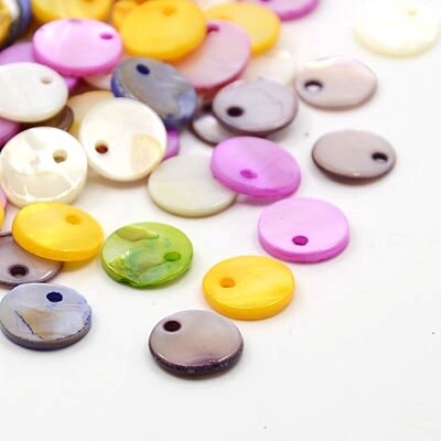 Freshwater Shell Flat Round - Multi 10mm