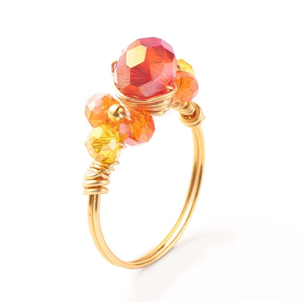 Orange Wire Wrap Ring - 18K Gold Plated