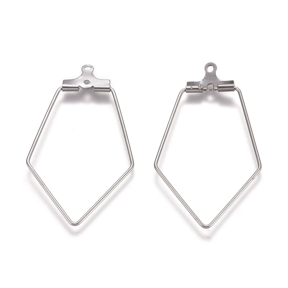 304 SS Hoop - Pentagon 36.5x20.5mm (Pair)