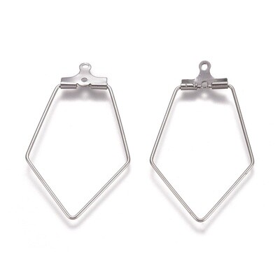 304 SS Hoop - Pentagon 36.5x20.5mm (Pair)