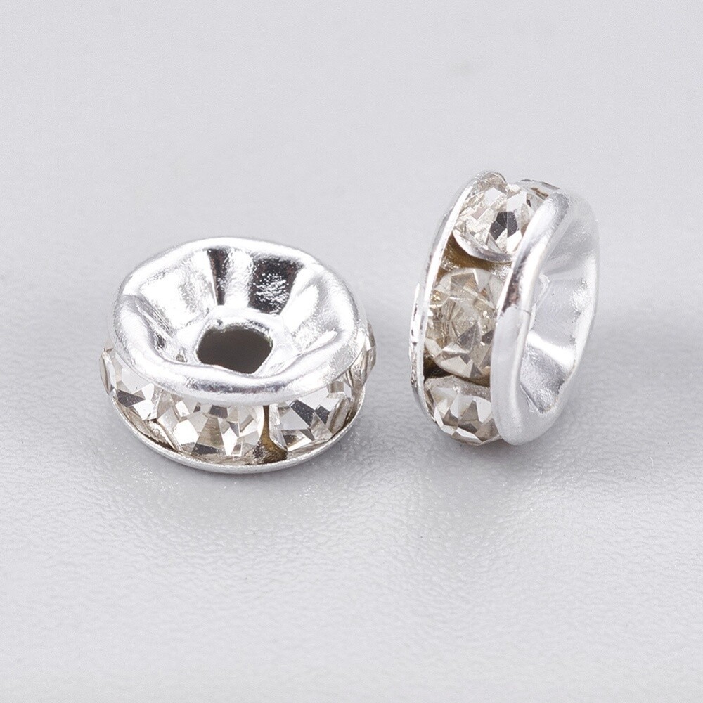 Rhinestone Spacer - Silver 6mm