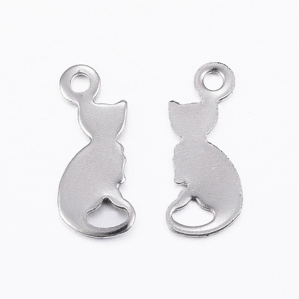 304 SS Kitten Silhouette Charm - 13x5.5mm