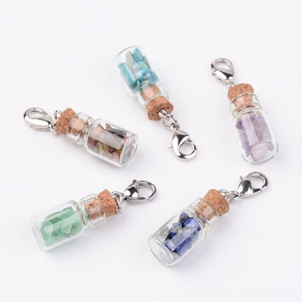 Semi Precious Wish Bottle Pendants