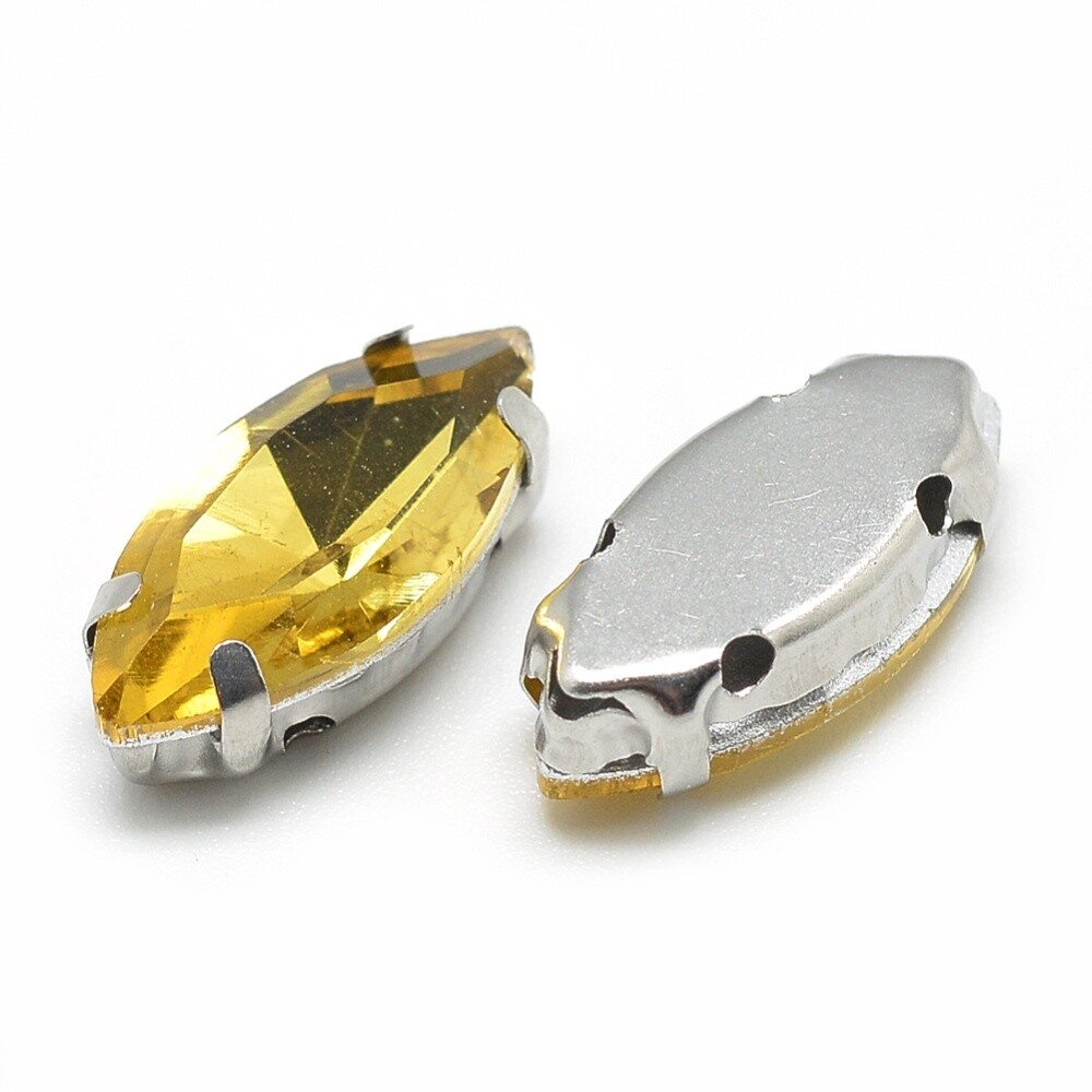Point Back Rhinestone - Horse Eye Topaz 8x4mm