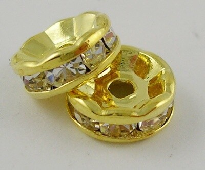 Rhinestone Rondelle - Gold 4mm