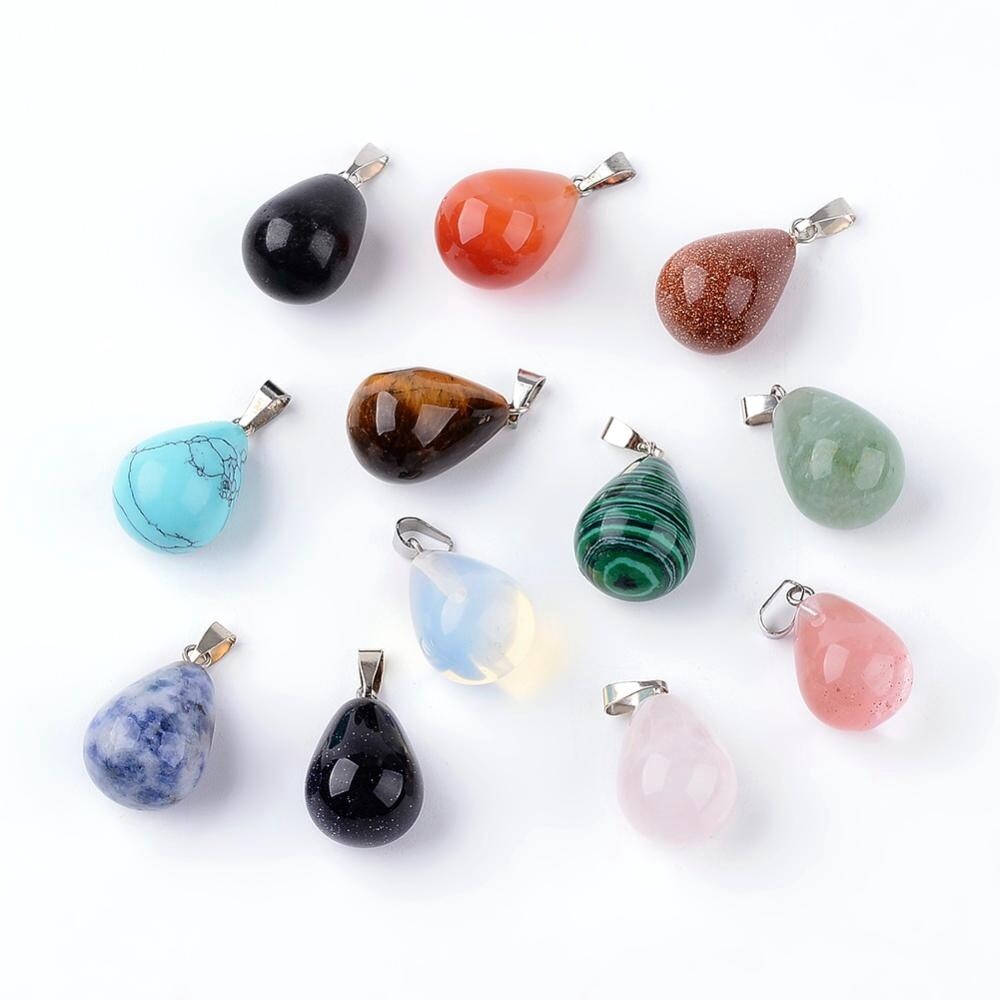 Semi Precious Drop Necklace - 22x13mm