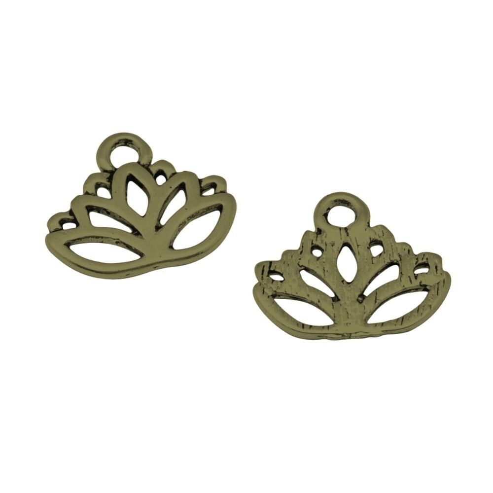 Lotus Flower Charm - Bronze 16x15mm
