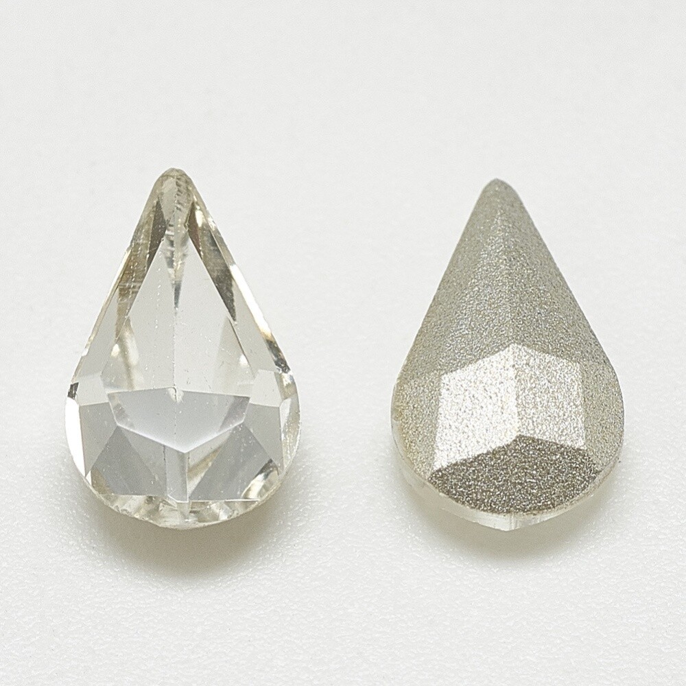 Point Back Rhinestone - Clear Teardrop 10x6mm