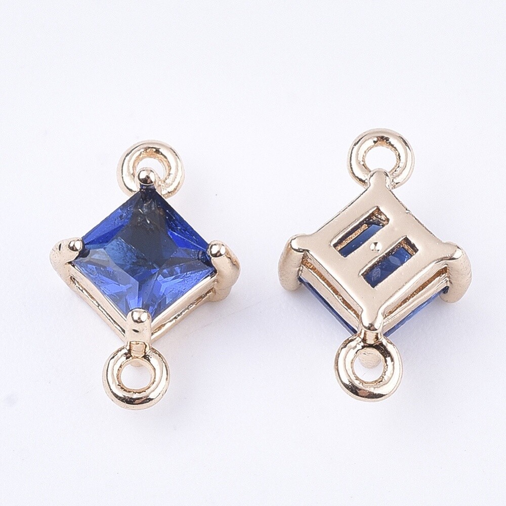 Rhombus Rhinestone Connector - Medium Blue 11x7mm