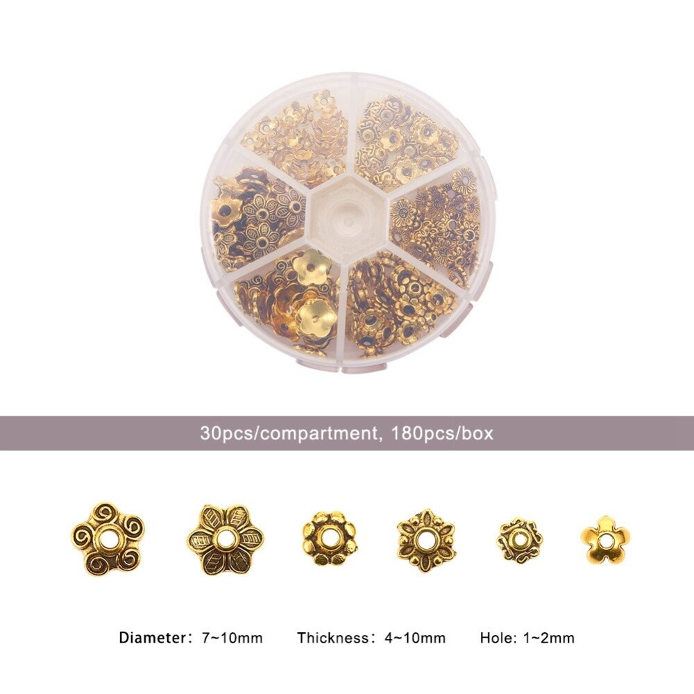 Inspiration Kit - 180 Piece Tibetan Style Bead Caps (G)