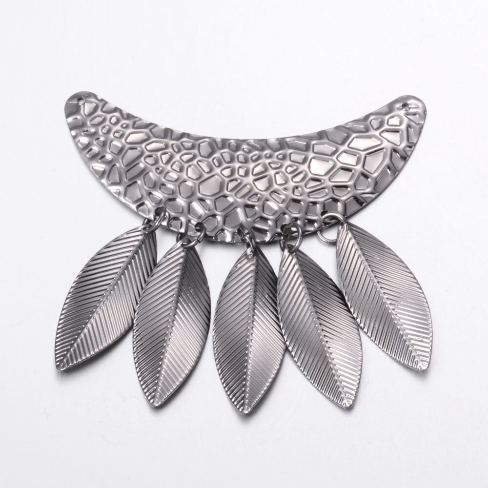 Gunmetal Leaf Drops - 30x14mm