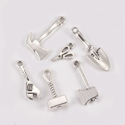 Mixed Tools Charms - Silver