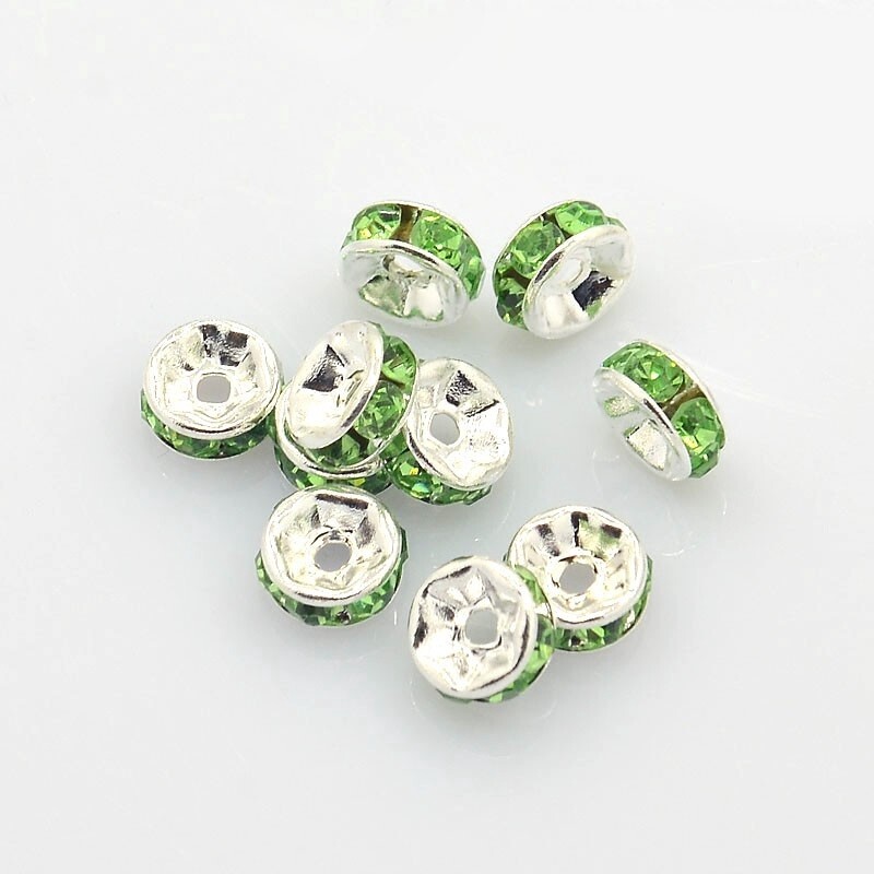 Bead Inspiration Kit - Rondelle Rhinestones Green (S) x 10