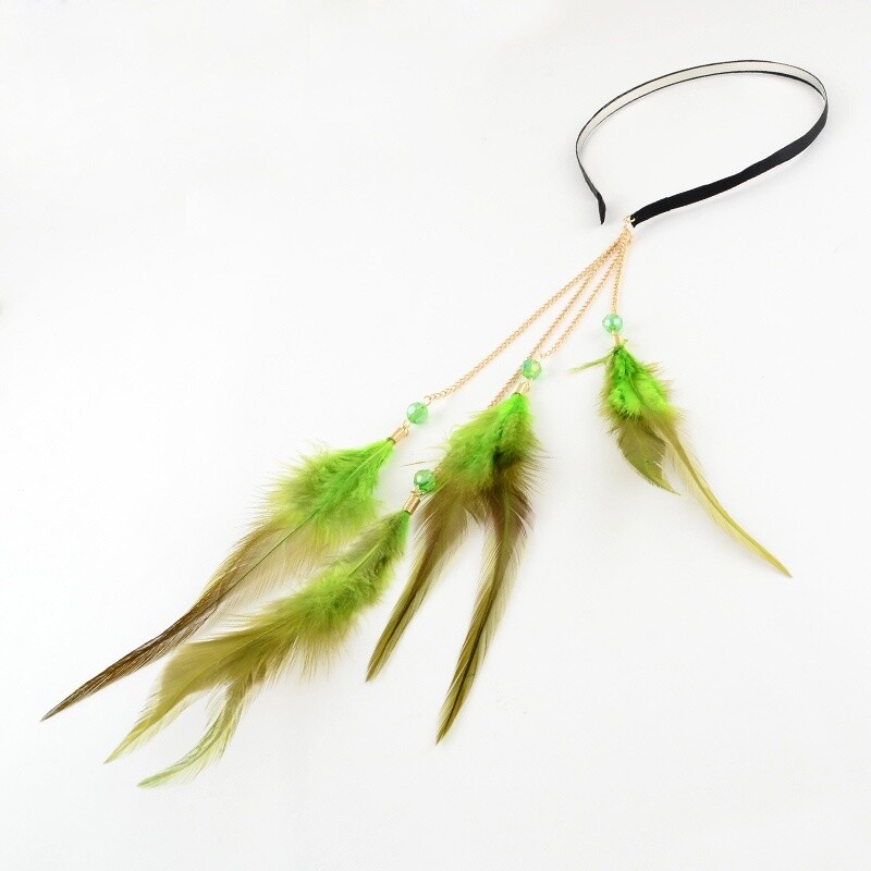 Green Feather Hair Band
