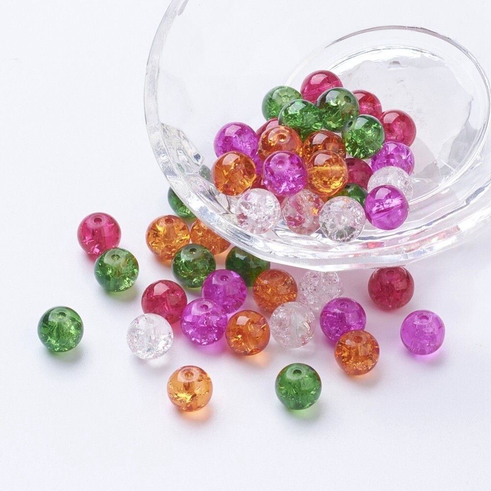 Inspiration Kit - 100 Piece Crackle Glass Christmas Mix 8mm