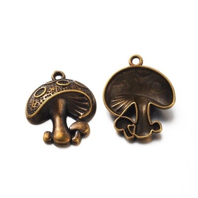 Tibetan Mushroom Charm - Bronze 22.5x19mm