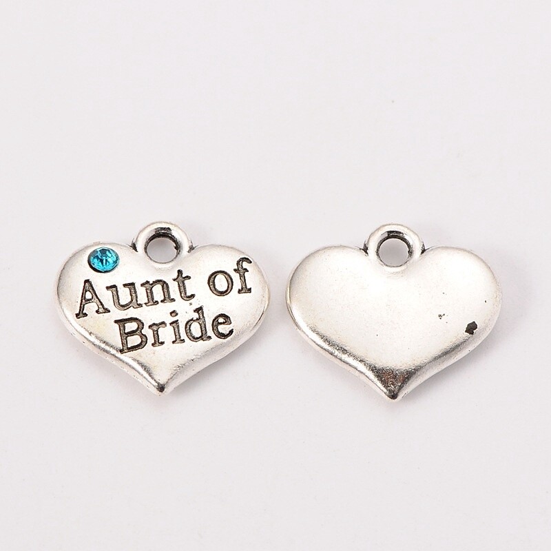 Aunt of The Bride Charm - Silver 14x16mm