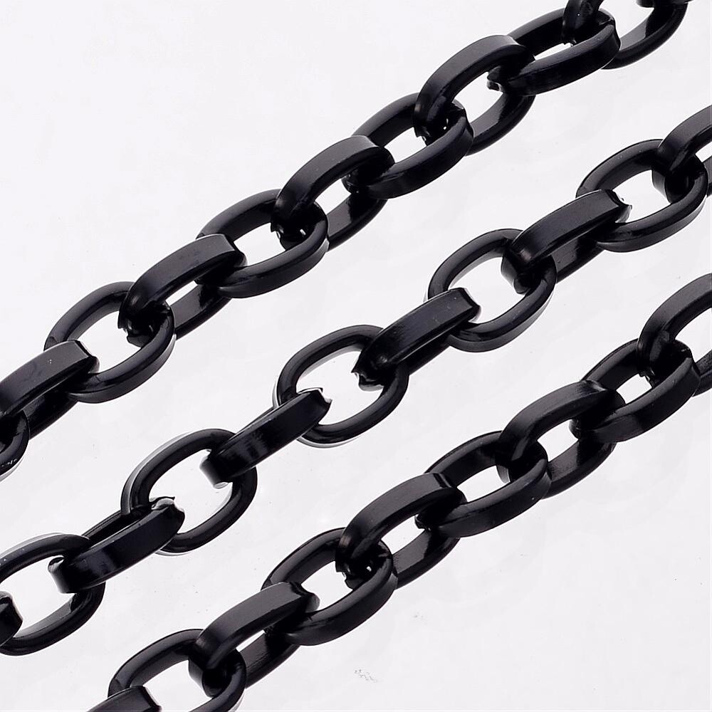 Aluminum Link Chain - Oxidated Black 5.5x8mm (per m)