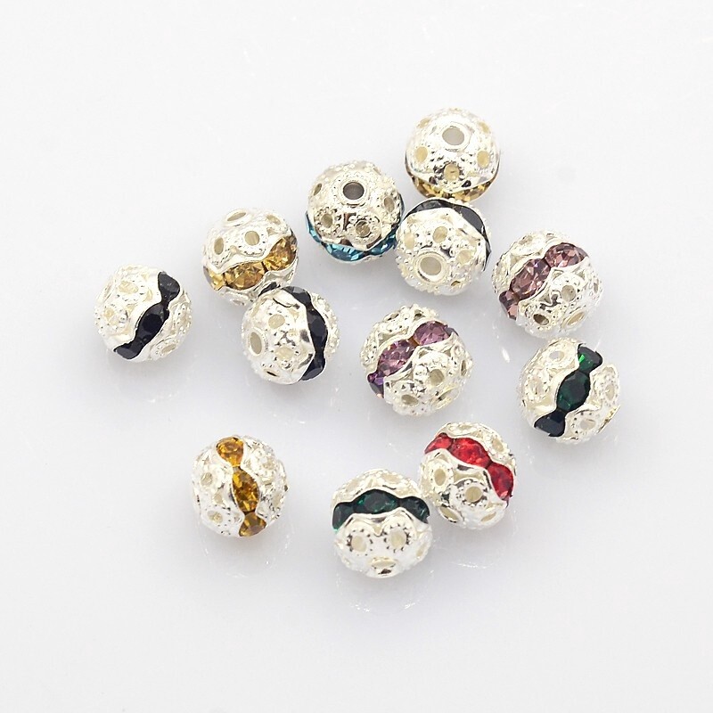 Rhinestone Bead Round - Mixed 6mm