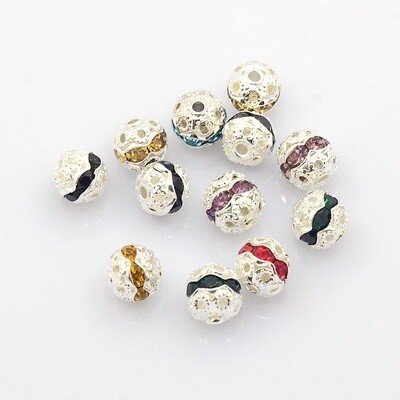 Rhinestone Bead Round - Mixed 6mm