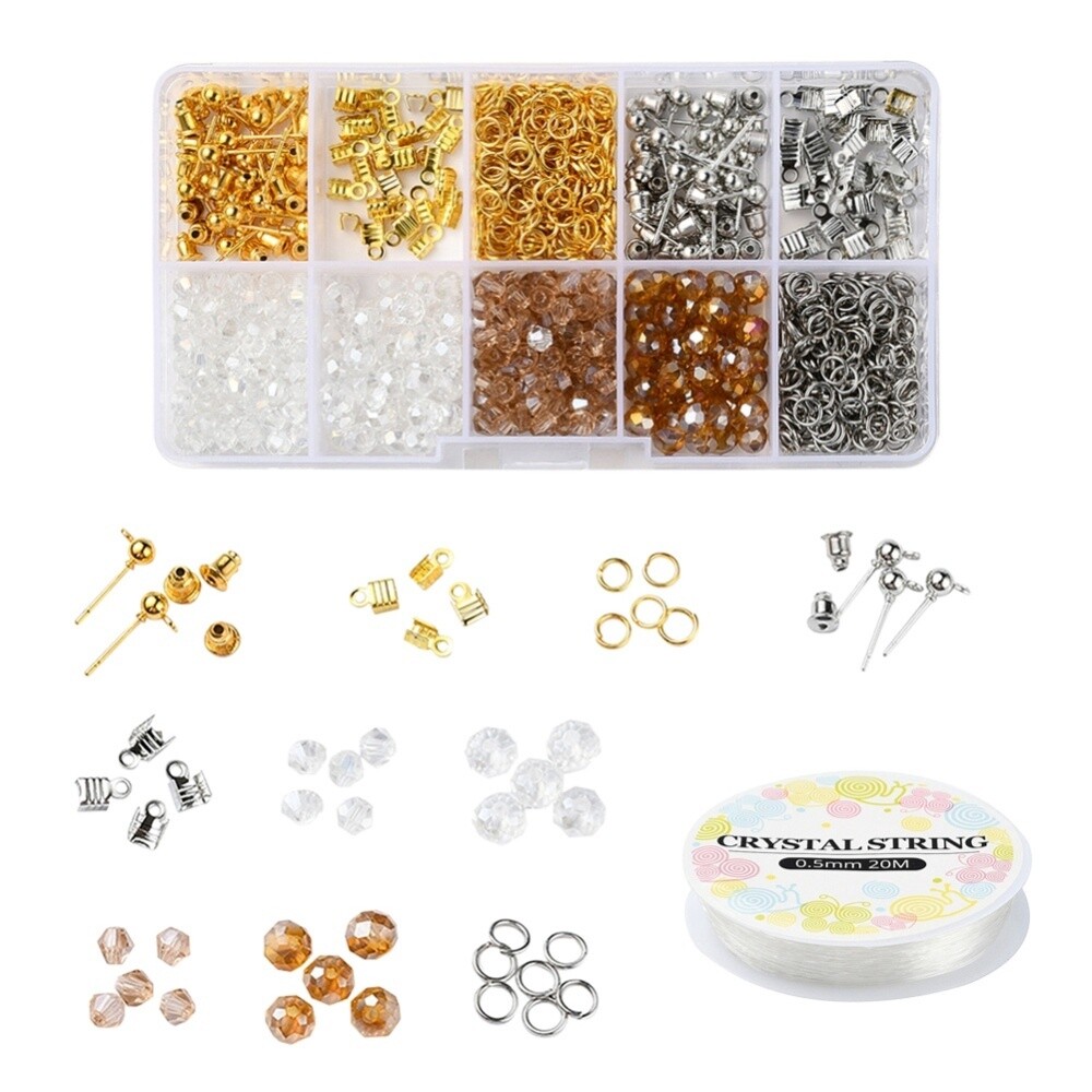 Inspiration Kit - 1,100 Piece Bead, Earring Stud, Leather End Mix