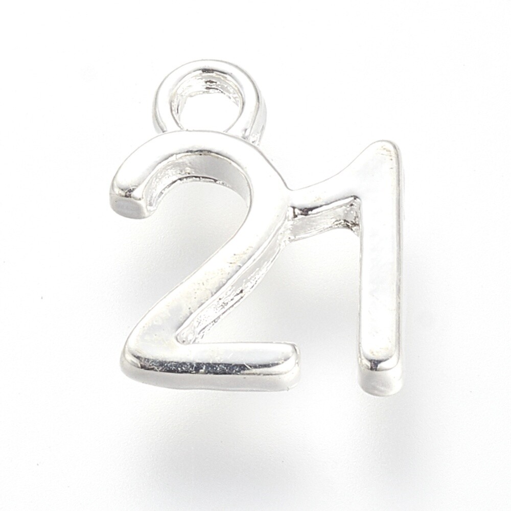 21 Charm - Silver 12x9.5mm