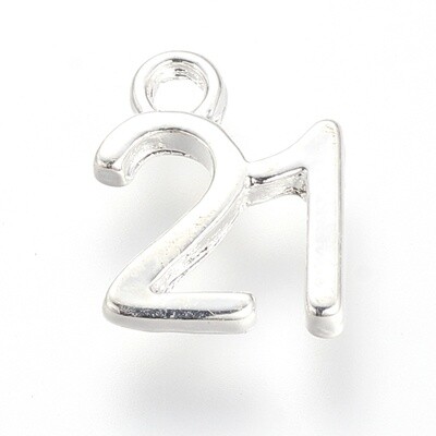 21 Charm - Silver 12x9.5mm