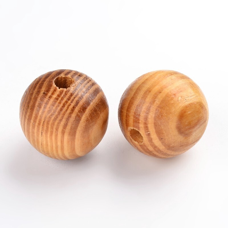 Pale Wooden Bead Round - 29mm