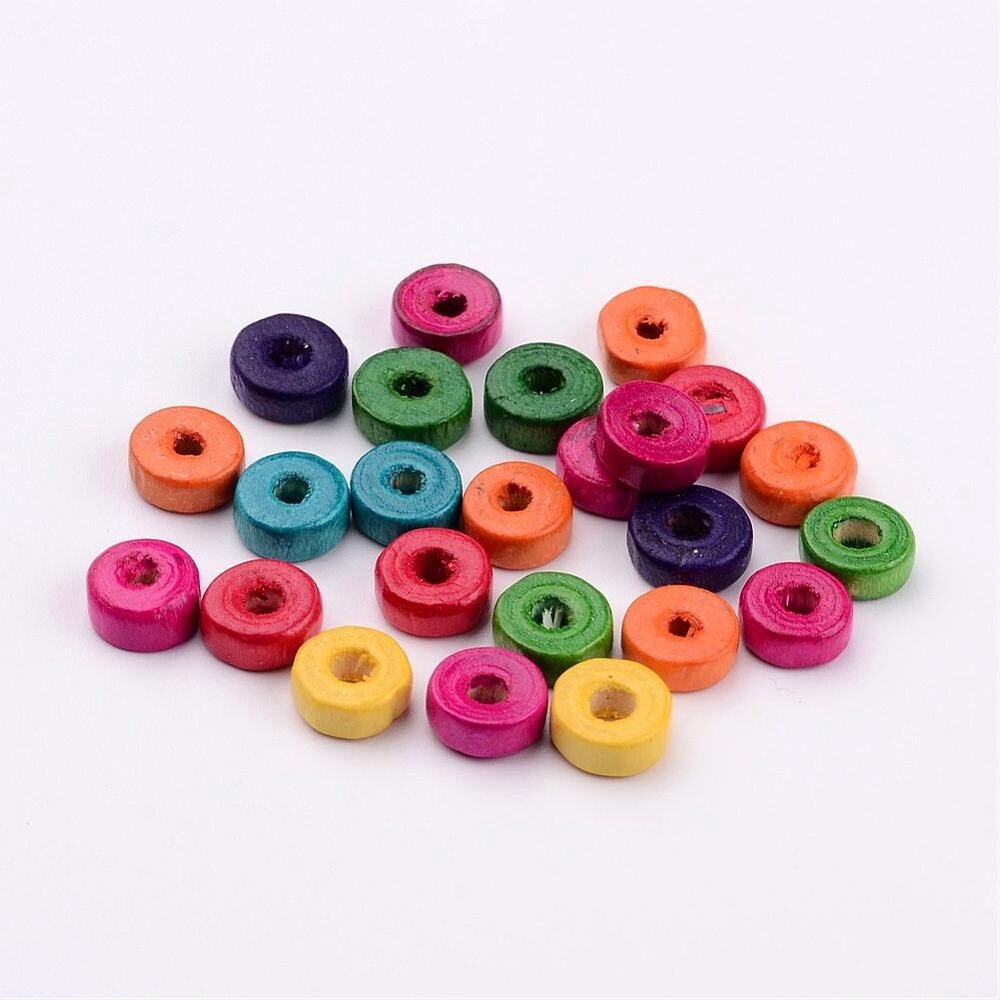 Wooden Disc Colourful - 8x3mm