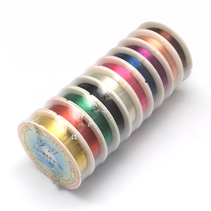 Copper Wire - Mixed Colours 20 Gauge (0.8mm) x 3m Roll