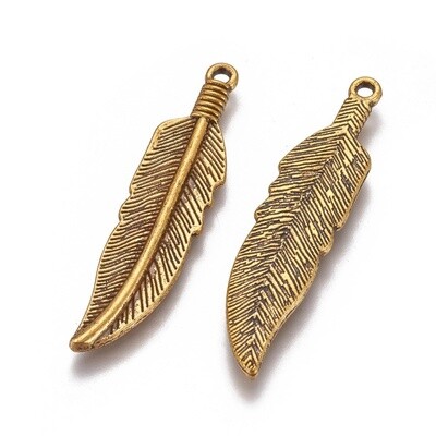 Leaf Charm - Gold 42x10mm