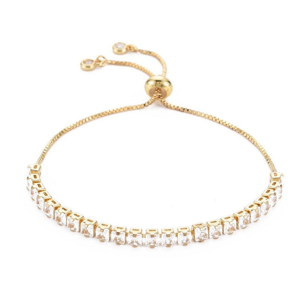 CZ 18K Gold Plate Slider Bracelet