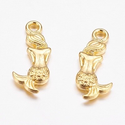 Mermaid Charm - Gold 20x9mm