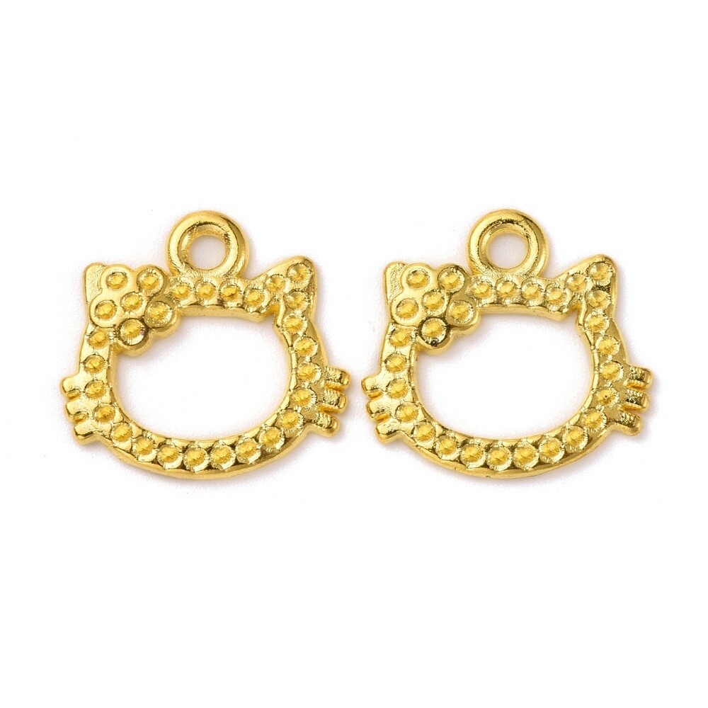 Hello Kitty Head Charm - Gold 15.5x16.5mm