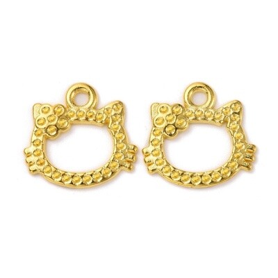 Hello Kitty Head Charm - Gold 15.5x16.5mm