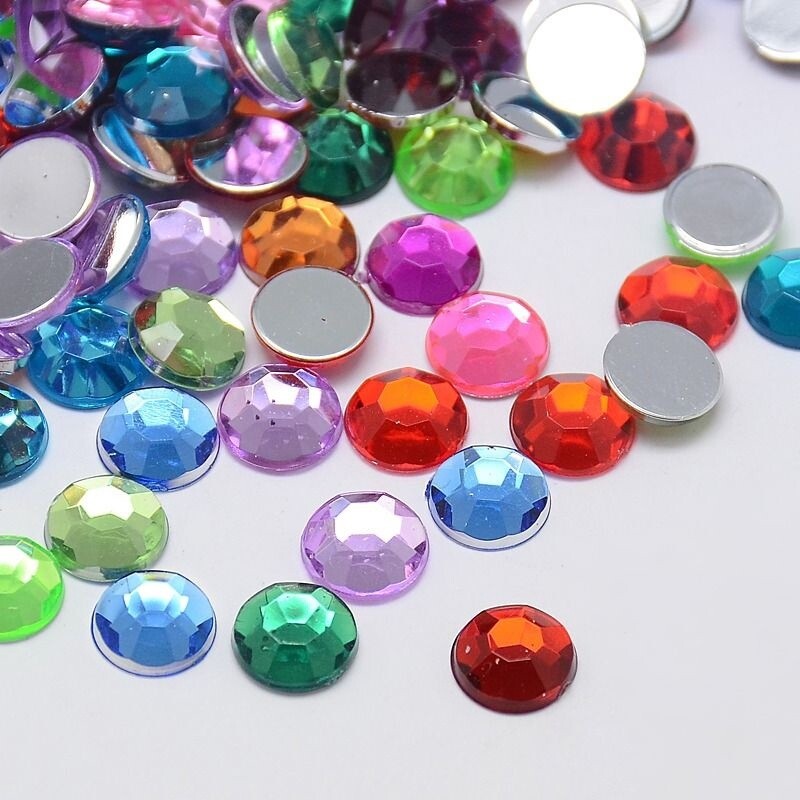 Flat Back Acr. Rhinestone - Mixed 10mm