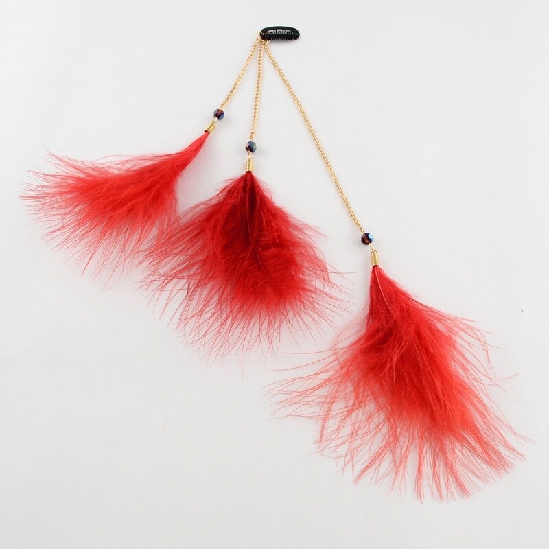 Red Feather Hair Band