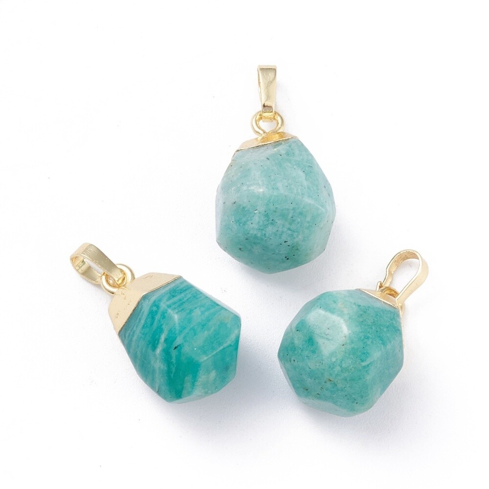Faceted Amazonite Teardrop Pendant (G)