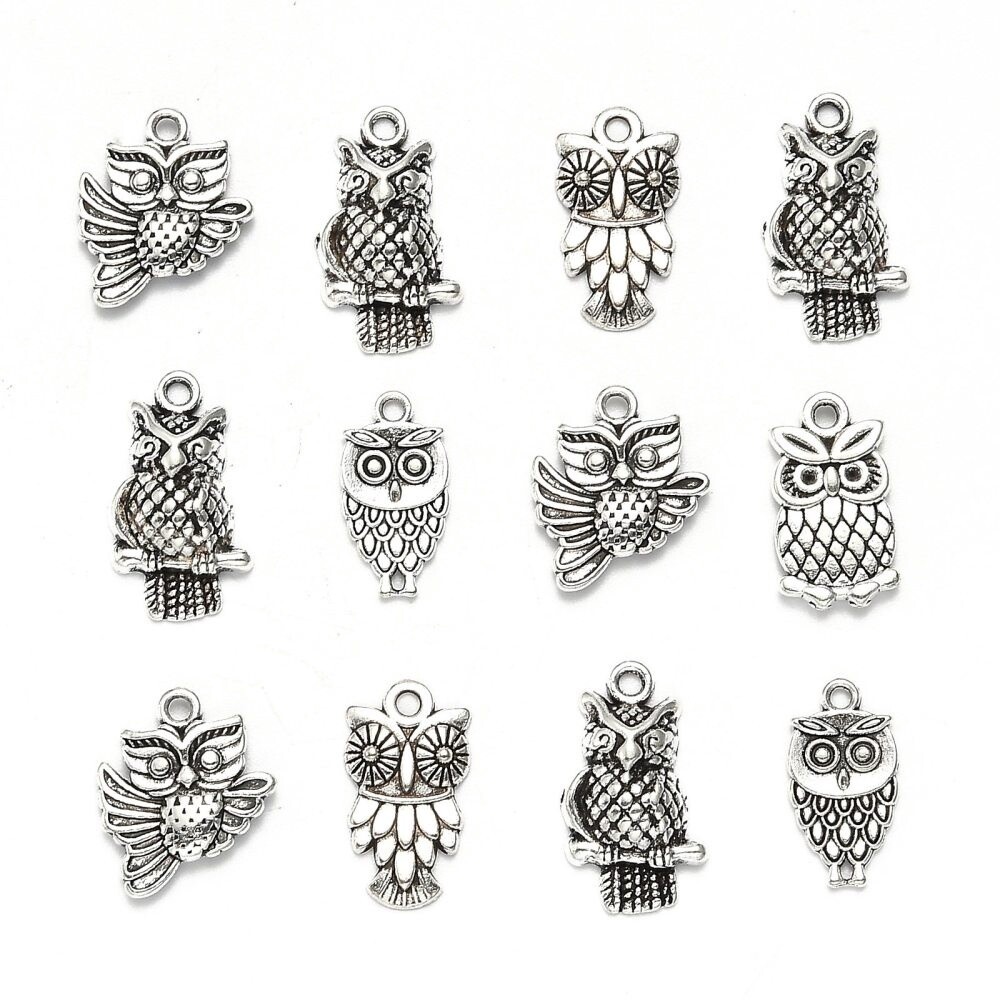 Assorted Owl Charm - Silver 10-20mm